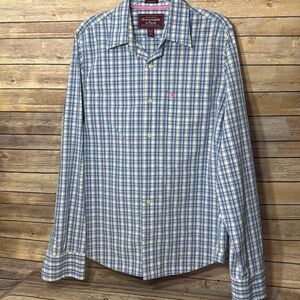 Abercrombie & Fitch Blue and White Casual Button Down Shirt